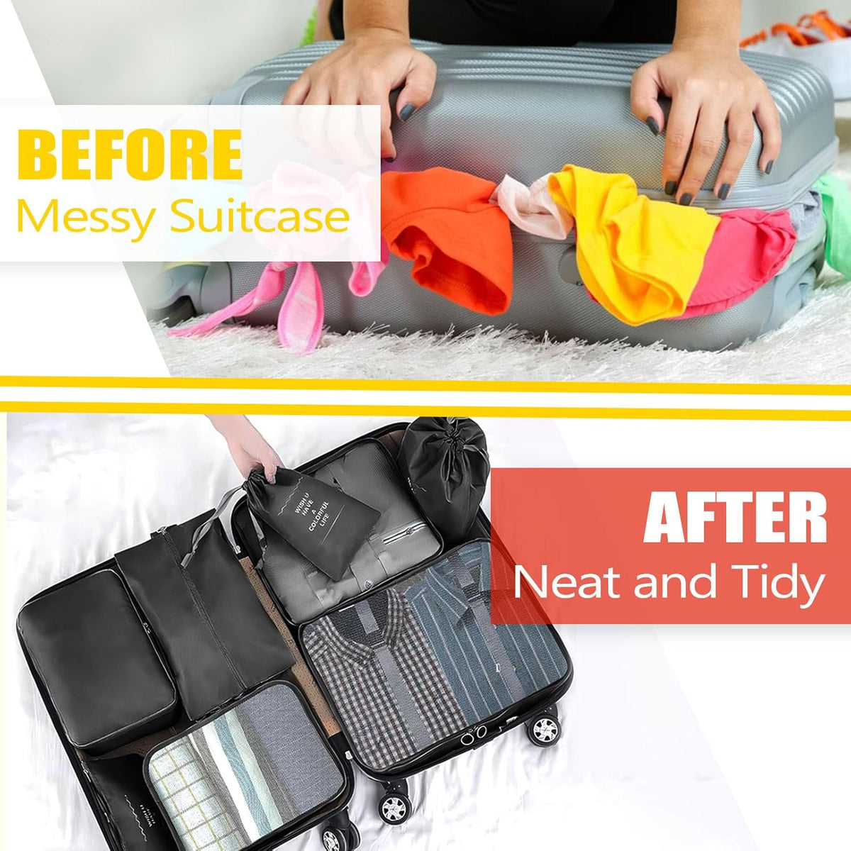 Packing Cubes 7 Set Travel Essentials for Carry on Luggage Organizers Bag Packing Cubes for Suitcases Travel Accessories()