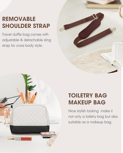 Women Weekender Travel Duffle Bag: Large Overnight Bags with Shoe Compartment Carry on Bags with Toiletry Bag Weekend Yoga Gym Bag with Wet Pocket Travel Duffel Tote Bag Hospital Bag Black
