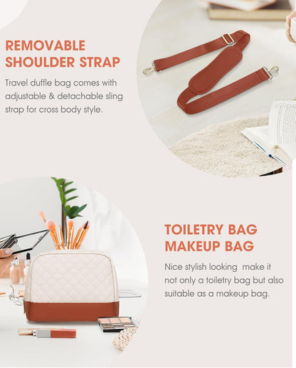 Women Weekender Travel Duffle Bag: Large Overnight Bags with Shoe Compartment Carry on Bags with Toiletry Bag Weekend Yoga Gym Bag with Wet Pocket Travel Duffel Tote Bag Hospital Bag Black