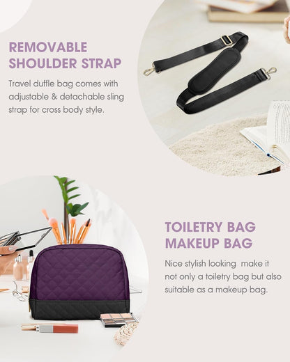 Women Weekender Travel Duffle Bag: Large Overnight Bags with Shoe Compartment Carry on Bags with Toiletry Bag Weekend Yoga Gym Bag with Wet Pocket Travel Duffel Tote Bag Hospital Bag Black