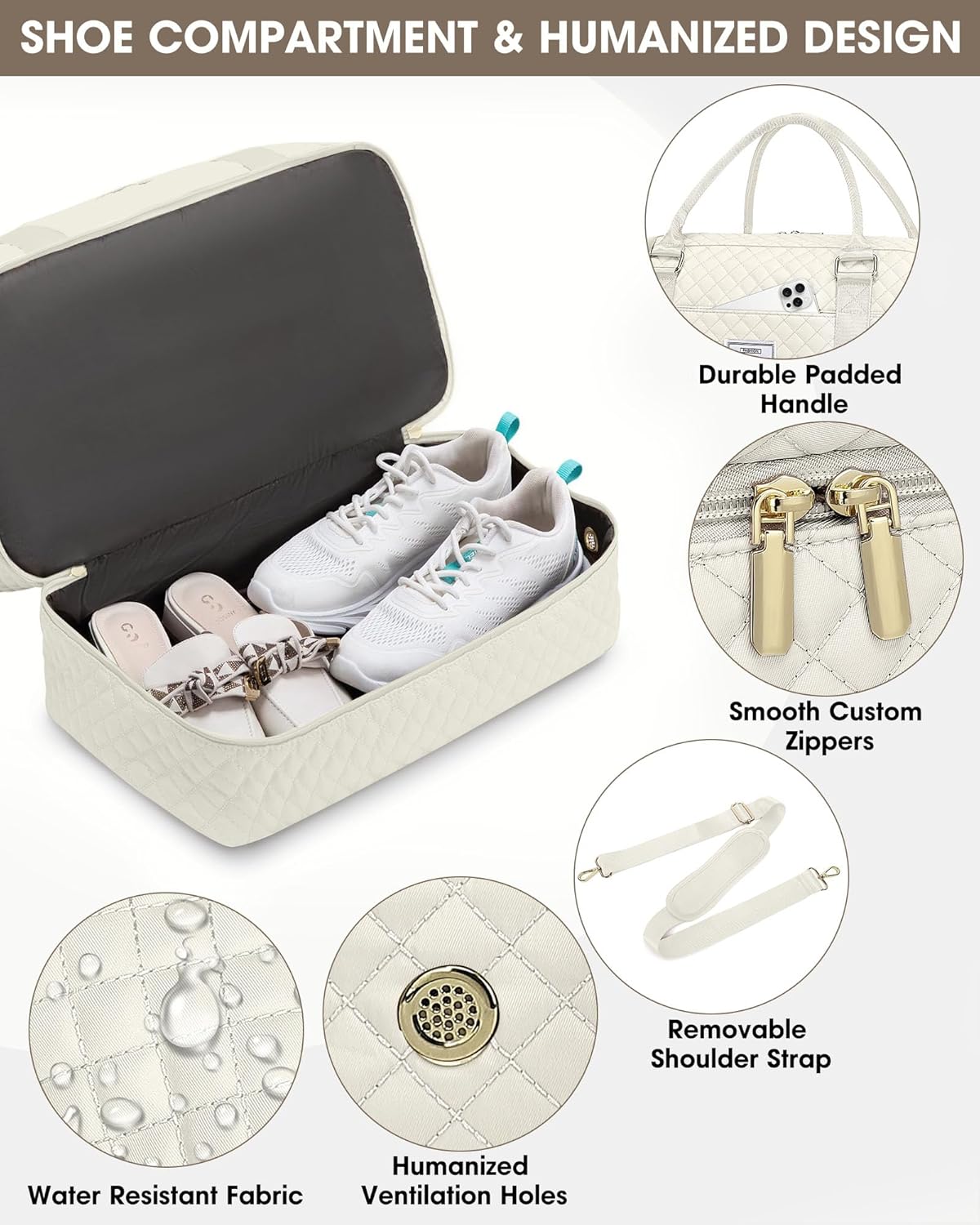 Women Weekender Travel Duffle Bag: Large Overnight Bags with Shoe Compartment Carry on Bags with Toiletry Bag Weekend Yoga Gym Bag with Wet Pocket Travel Duffel Tote Bag Hospital Bag Black