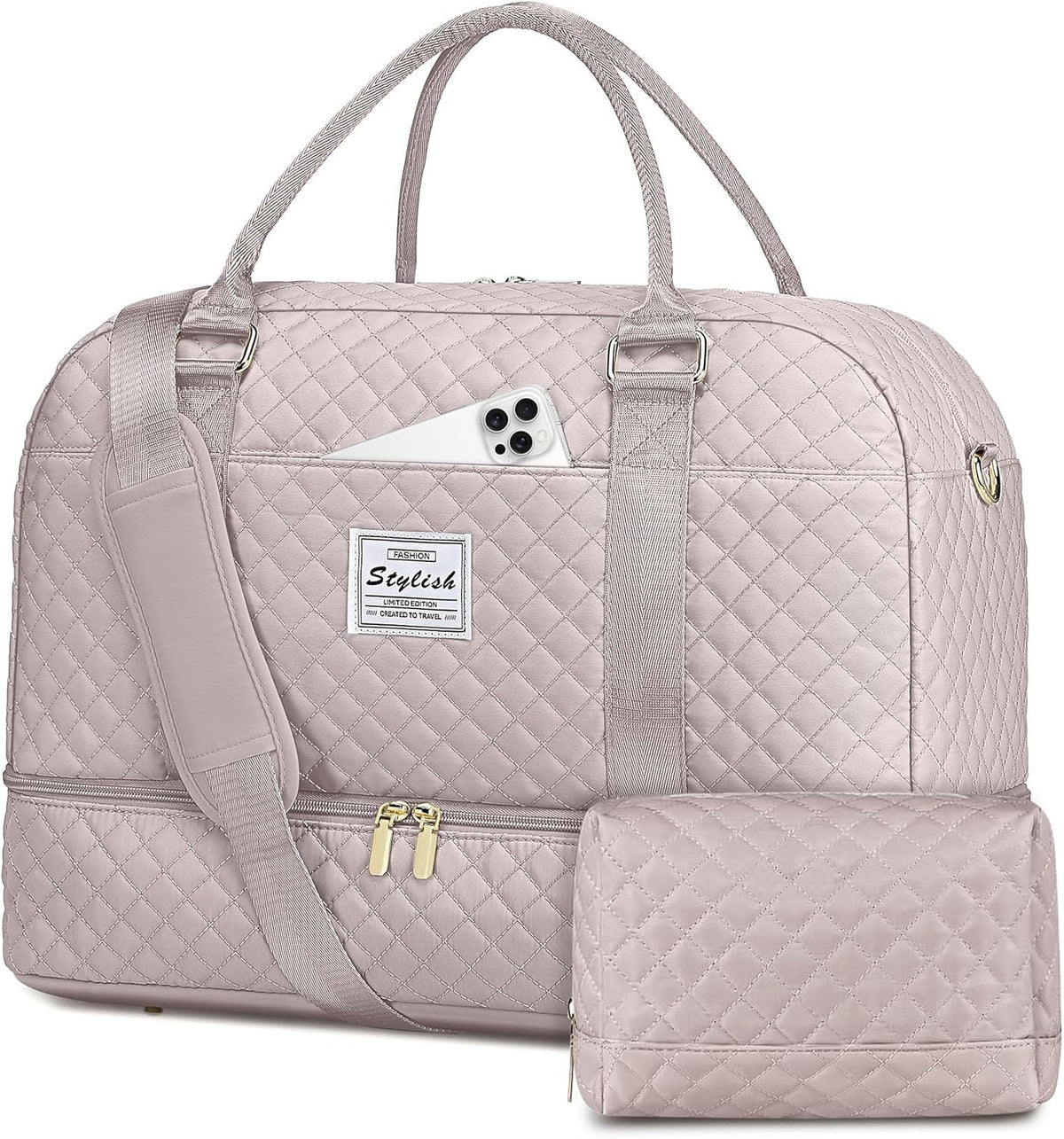 Women Weekender Travel Duffle Bag: Large Overnight Bags with Shoe Compartment Carry on Bags with Toiletry Bag Weekend Yoga Gym Bag with Wet Pocket Travel Duffel Tote Bag Hospital Bag Black