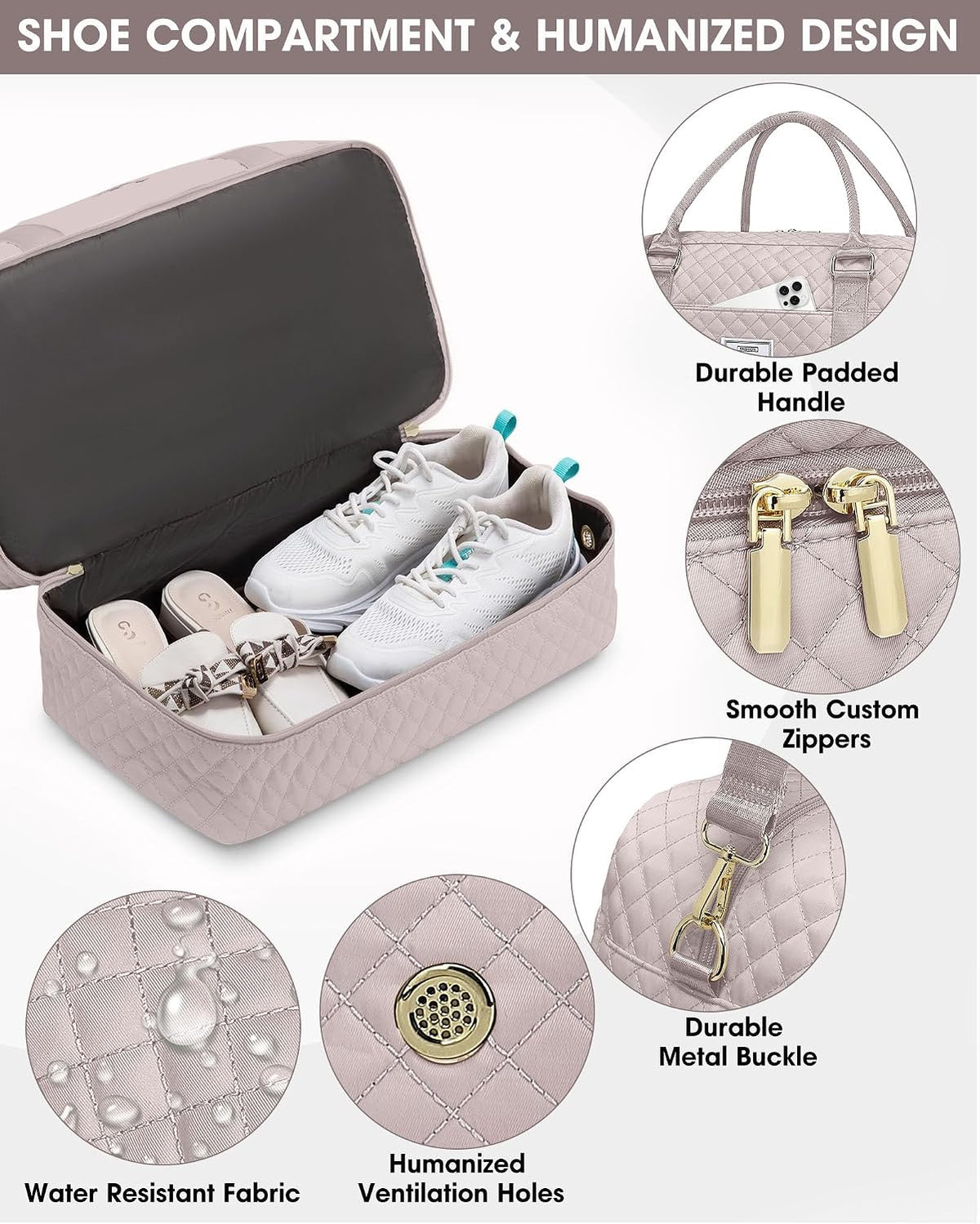 Women Weekender Travel Duffle Bag: Large Overnight Bags with Shoe Compartment Carry on Bags with Toiletry Bag Weekend Yoga Gym Bag with Wet Pocket Travel Duffel Tote Bag Hospital Bag Black