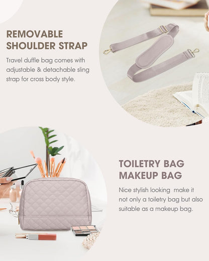 Women Weekender Travel Duffle Bag: Large Overnight Bags with Shoe Compartment Carry on Bags with Toiletry Bag Weekend Yoga Gym Bag with Wet Pocket Travel Duffel Tote Bag Hospital Bag Black