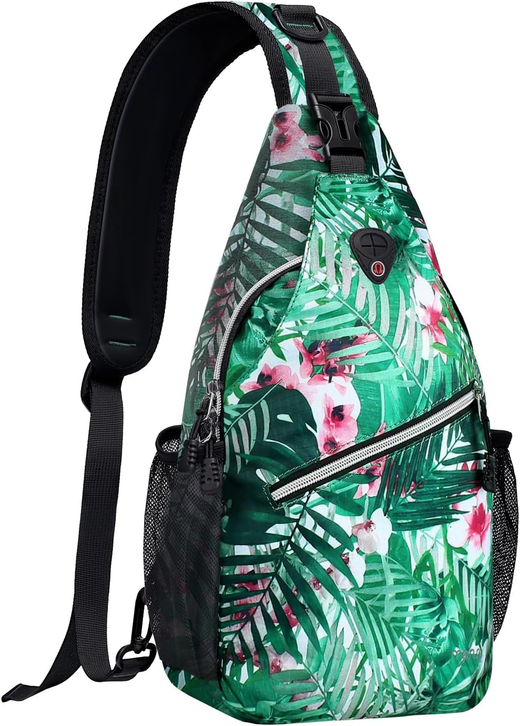 Sling Backpack,Travel Hiking Daypack Pattern Rope Crossbody Shoulder Bag, Palm Leaf Flower