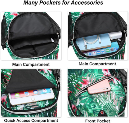 Sling Backpack,Travel Hiking Daypack Pattern Rope Crossbody Shoulder Bag, Palm Leaf Flower