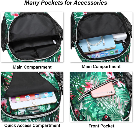 Sling Backpack,Travel Hiking Daypack Pattern Rope Crossbody Shoulder Bag, Palm Leaf Flower