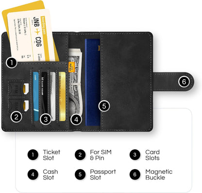 Passport Holder Cover Wallet, RFID Blocking Travel Document Organiser, Must Haves Travel Accessory, Leather Wallet Card Case – Essentials for Men & Women (Green)