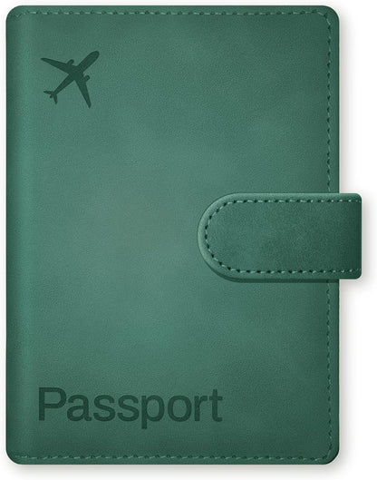 Passport Holder Cover Wallet, RFID Blocking Travel Document Organiser, Must Haves Travel Accessory, Leather Wallet Card Case – Essentials for Men & Women (Green)