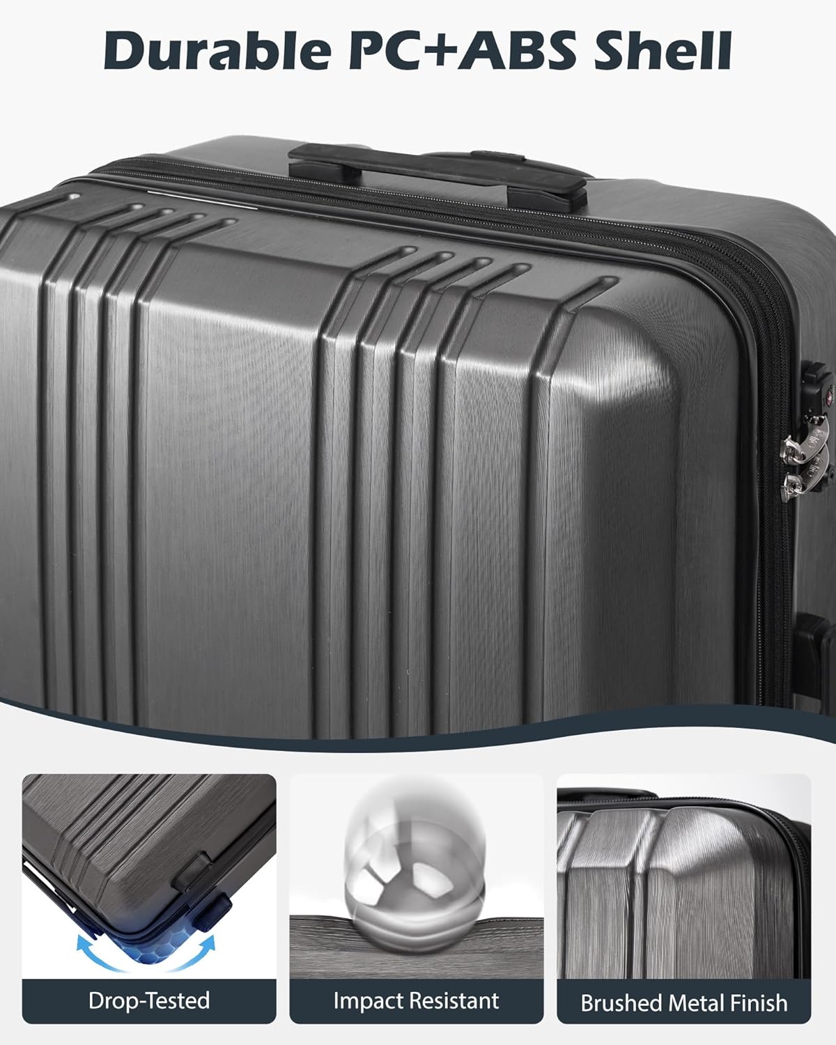 Luggage PC+ABS Hardshell Suitcase with TSA Lock, Spinner Carry On Lightweight (ice blue, S(20in_carry on))