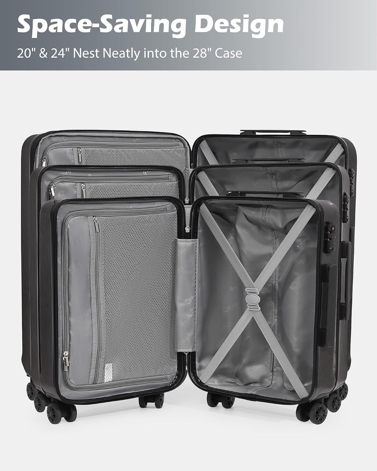 Luggage PC+ABS Hardshell Suitcase with TSA Lock, Spinner Carry On Lightweight (ice blue, S(20in_carry on))