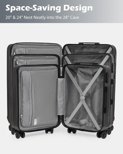 Luggage PC+ABS Hardshell Suitcase with TSA Lock, Spinner Carry On Lightweight (ice blue, S(20in_carry on))