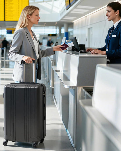 Luggage PC+ABS Hardshell Suitcase with TSA Lock, Spinner Carry On Lightweight (ice blue, S(20in_carry on))