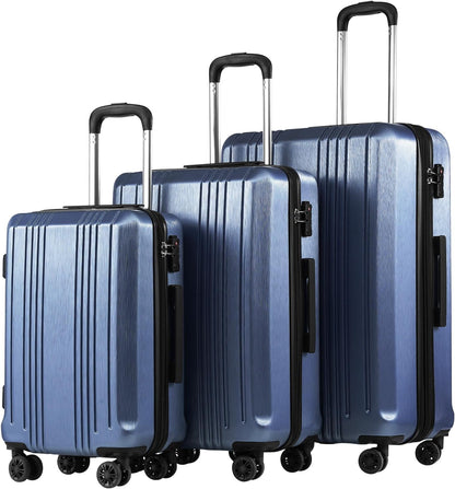 Luggage PC+ABS Hardshell Suitcase with TSA Lock, Spinner Carry On Lightweight (ice blue, S(20in_carry on))