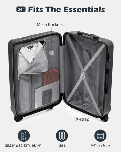 Luggage PC+ABS Hardshell Suitcase with TSA Lock, Spinner Carry On Lightweight (ice blue, S(20in_carry on))