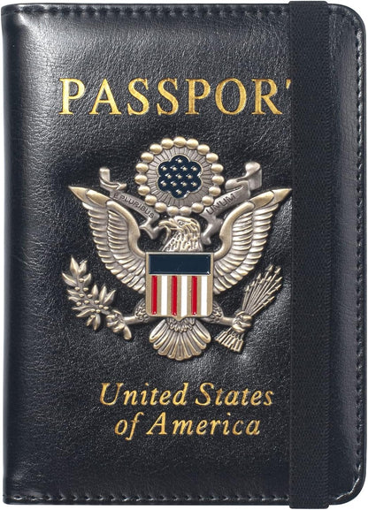 Premium Passport Holder for Travel, RFID Blocking Passport Cover Slim, Durable & Travel-Friendly, Passport Wallet Keep Your Documents Safe & Organized (Navy Blue)
