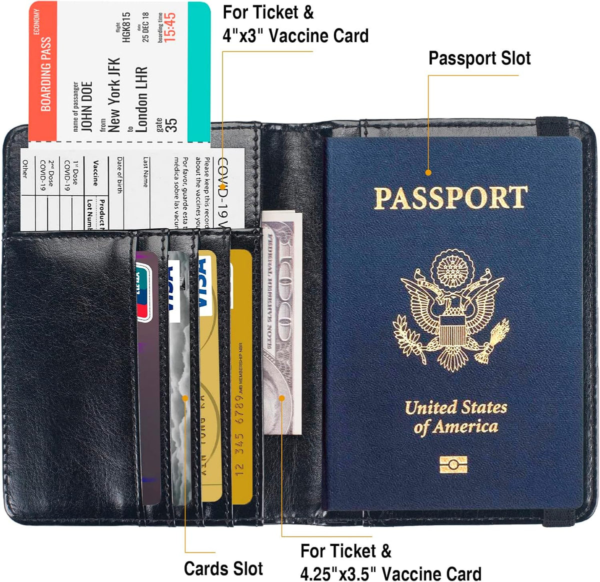 Premium Passport Holder for Travel, RFID Blocking Passport Cover Slim, Durable & Travel-Friendly, Passport Wallet Keep Your Documents Safe & Organized (Navy Blue)