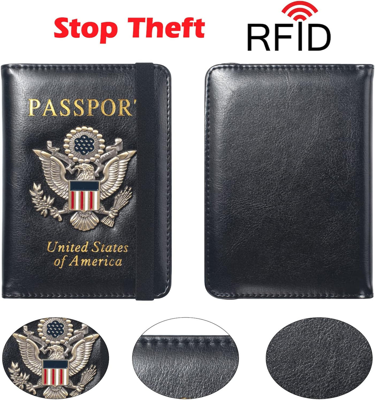 Premium Passport Holder for Travel, RFID Blocking Passport Cover Slim, Durable & Travel-Friendly, Passport Wallet Keep Your Documents Safe & Organized (Navy Blue)
