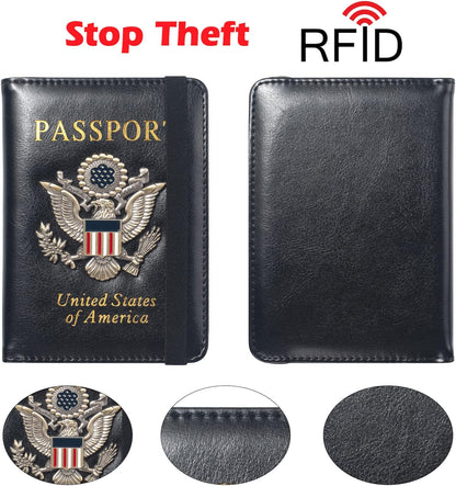 Premium Passport Holder for Travel, RFID Blocking Passport Cover Slim, Durable & Travel-Friendly, Passport Wallet Keep Your Documents Safe & Organized (Navy Blue)
