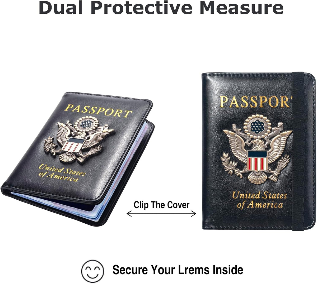 Premium Passport Holder for Travel, RFID Blocking Passport Cover Slim, Durable & Travel-Friendly, Passport Wallet Keep Your Documents Safe & Organized (Navy Blue)