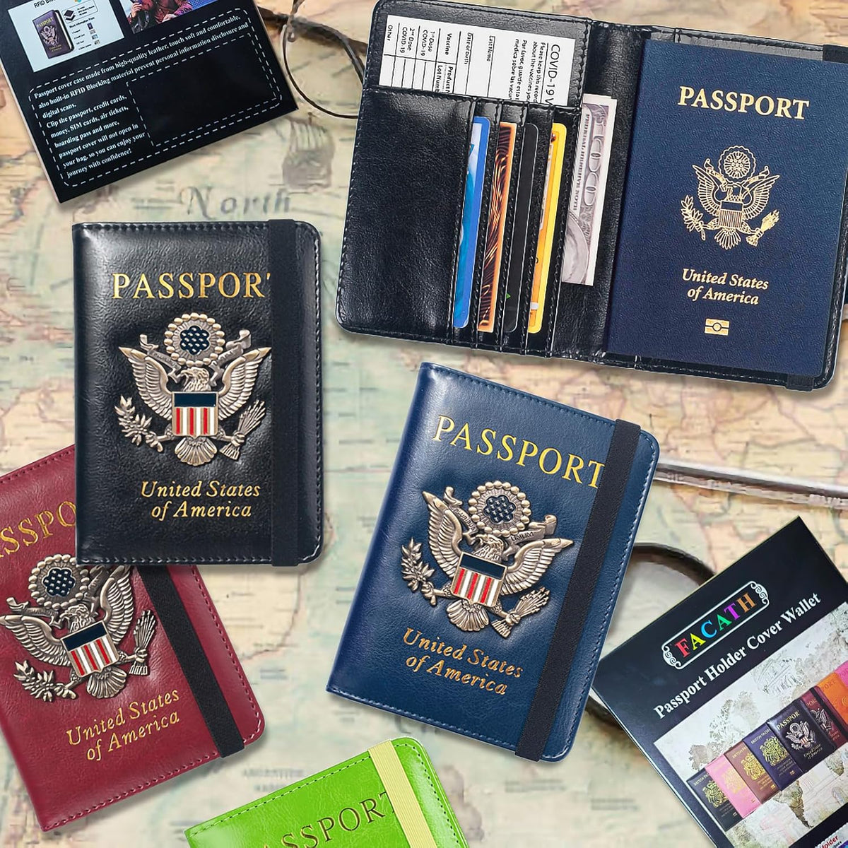 Premium Passport Holder for Travel, RFID Blocking Passport Cover Slim, Durable & Travel-Friendly, Passport Wallet Keep Your Documents Safe & Organized (Navy Blue)