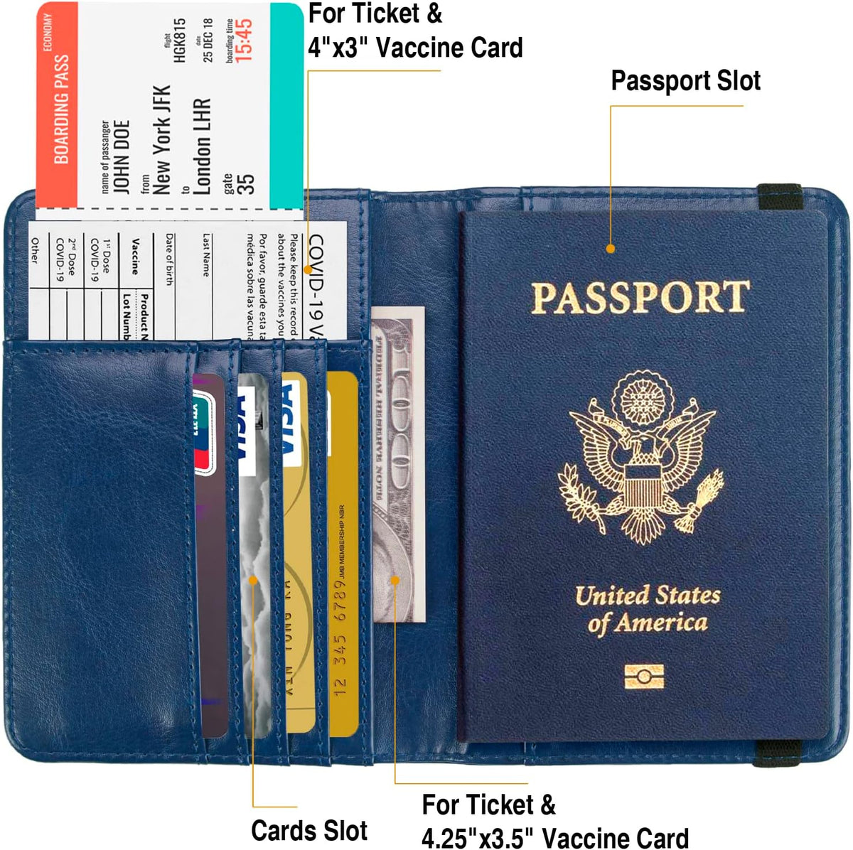 Premium Passport Holder for Travel, RFID Blocking Passport Cover Slim, Durable & Travel-Friendly, Passport Wallet Keep Your Documents Safe & Organized (Navy Blue)