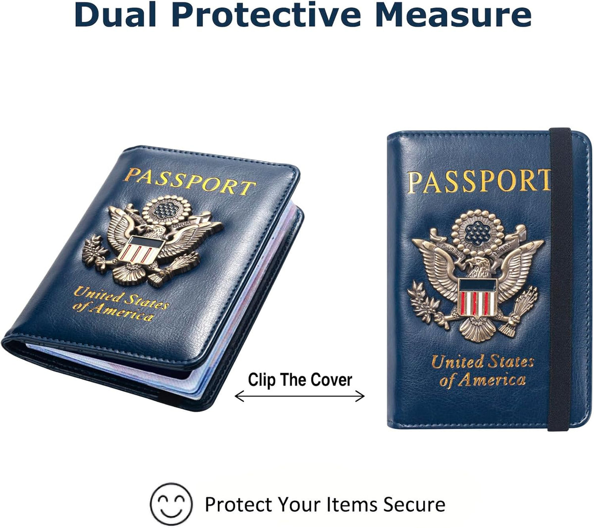 Premium Passport Holder for Travel, RFID Blocking Passport Cover Slim, Durable & Travel-Friendly, Passport Wallet Keep Your Documents Safe & Organized (Navy Blue)