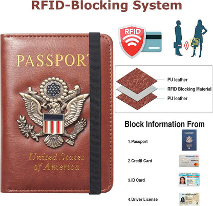 Premium Passport Holder for Travel, RFID Blocking Passport Cover Slim, Durable & Travel-Friendly, Passport Wallet Keep Your Documents Safe & Organized (Navy Blue)