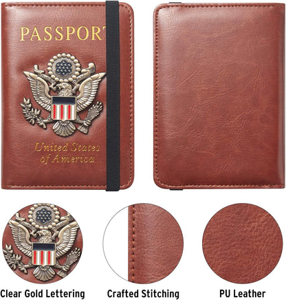 Premium Passport Holder for Travel, RFID Blocking Passport Cover Slim, Durable & Travel-Friendly, Passport Wallet Keep Your Documents Safe & Organized (Navy Blue)