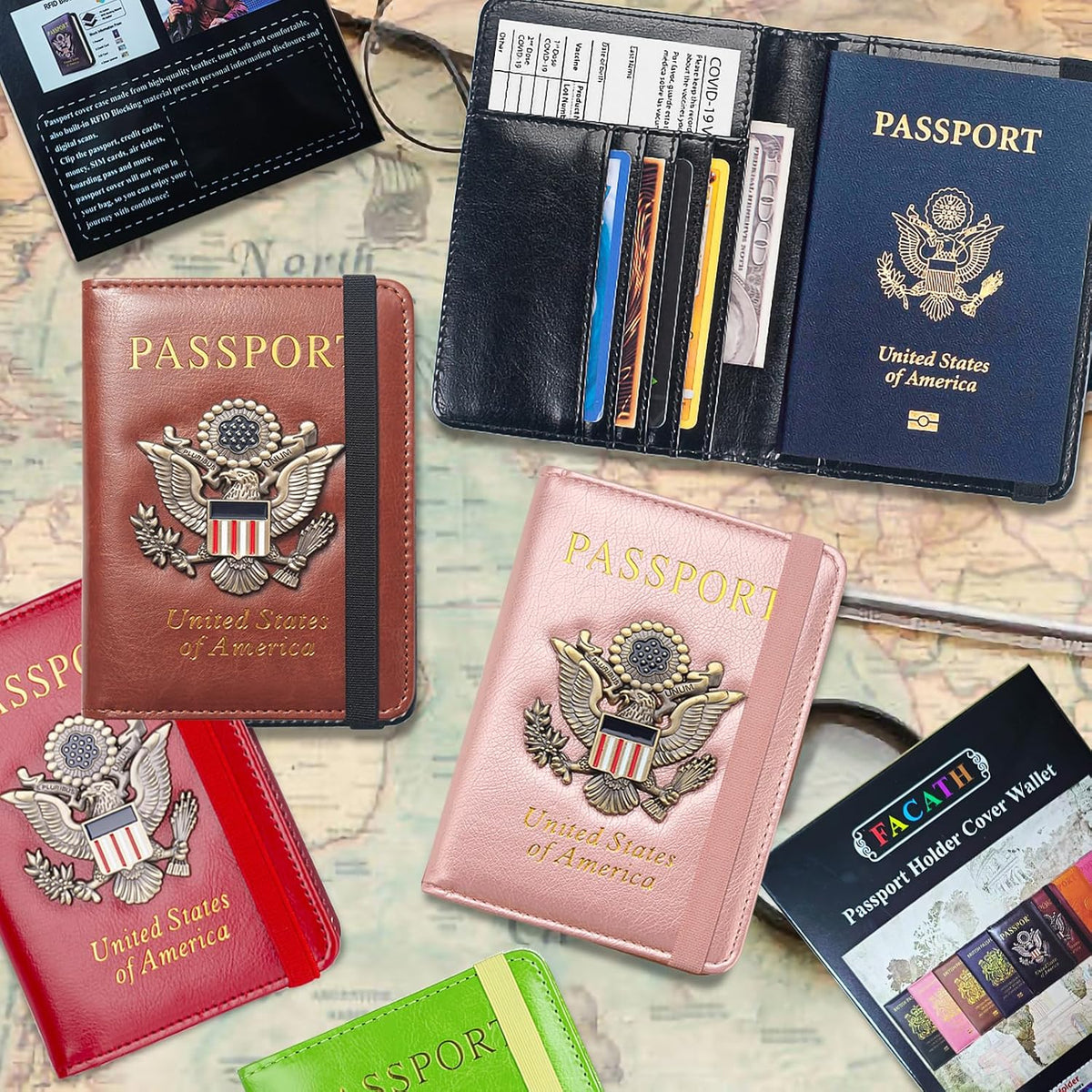 Premium Passport Holder for Travel, RFID Blocking Passport Cover Slim, Durable & Travel-Friendly, Passport Wallet Keep Your Documents Safe & Organized (Navy Blue)
