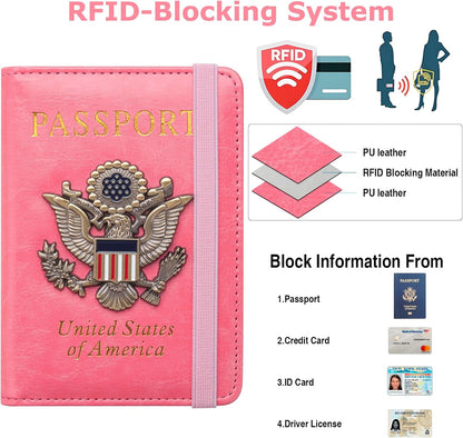 Premium Passport Holder for Travel, RFID Blocking Passport Cover Slim, Durable & Travel-Friendly, Passport Wallet Keep Your Documents Safe & Organized (Navy Blue)