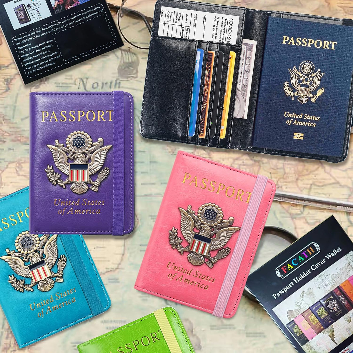 Premium Passport Holder for Travel, RFID Blocking Passport Cover Slim, Durable & Travel-Friendly, Passport Wallet Keep Your Documents Safe & Organized (Navy Blue)