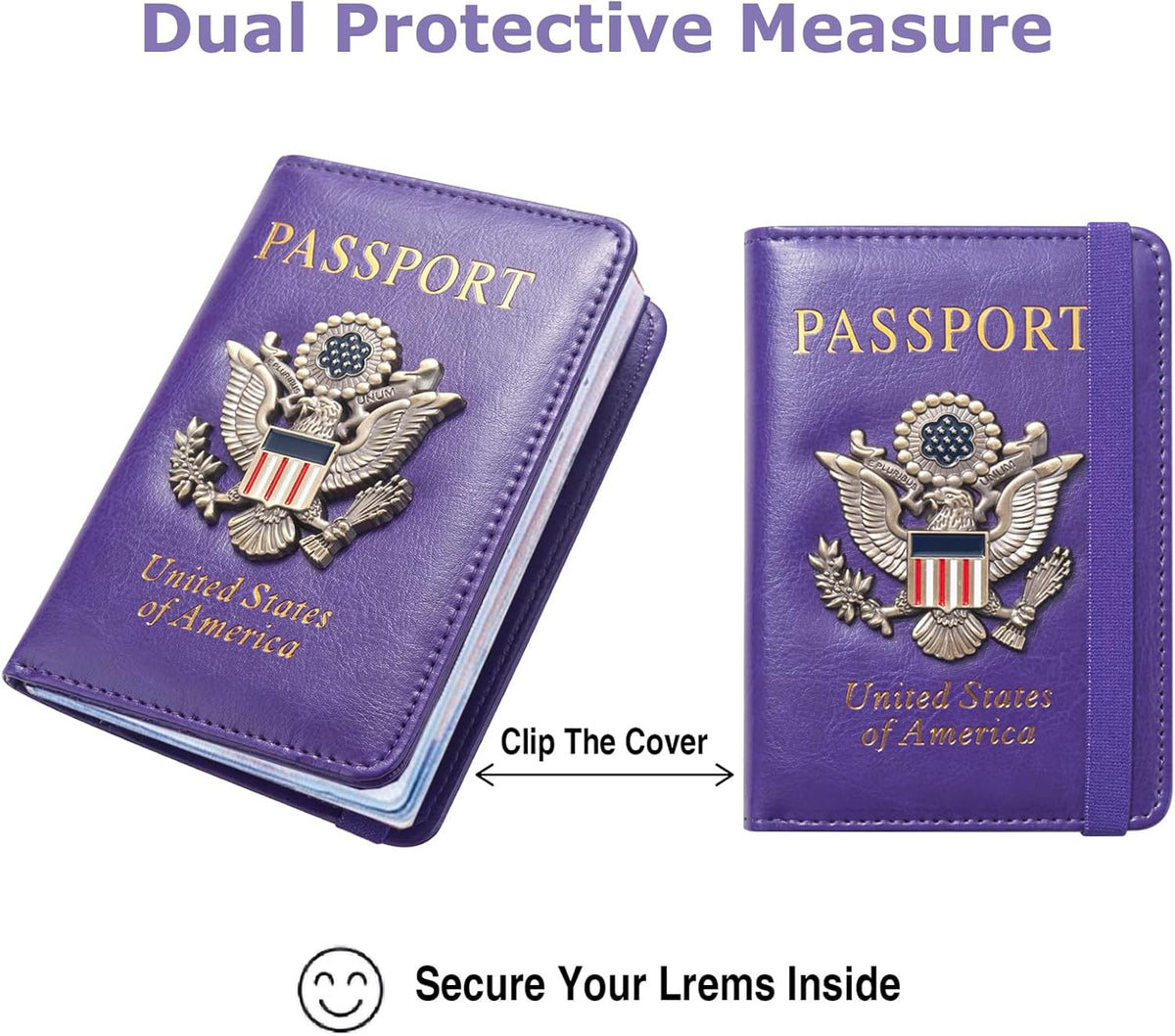 Premium Passport Holder for Travel, RFID Blocking Passport Cover Slim, Durable & Travel-Friendly, Passport Wallet Keep Your Documents Safe & Organized (Navy Blue)