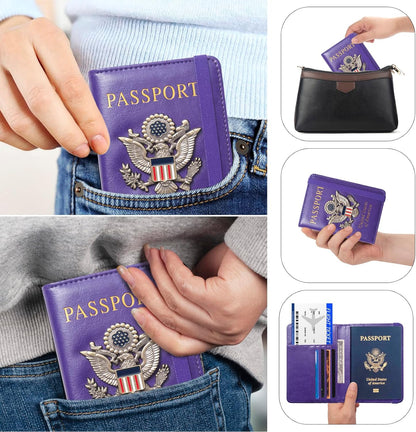 Premium Passport Holder for Travel, RFID Blocking Passport Cover Slim, Durable & Travel-Friendly, Passport Wallet Keep Your Documents Safe & Organized (Navy Blue)