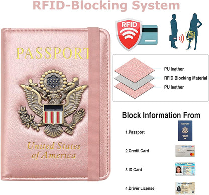 Premium Passport Holder for Travel, RFID Blocking Passport Cover Slim, Durable & Travel-Friendly, Passport Wallet Keep Your Documents Safe & Organized (Navy Blue)