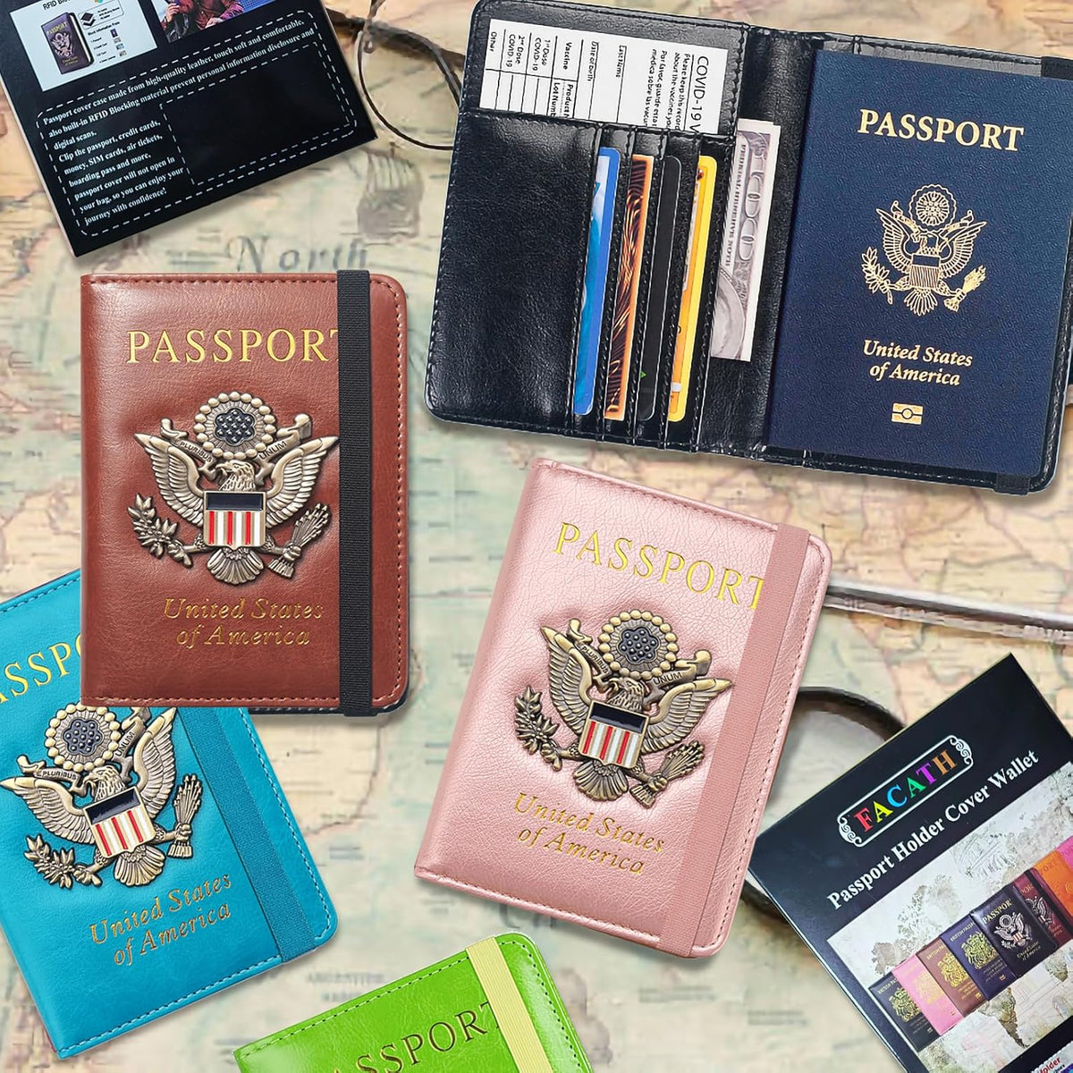 Premium Passport Holder for Travel, RFID Blocking Passport Cover Slim, Durable & Travel-Friendly, Passport Wallet Keep Your Documents Safe & Organized (Navy Blue)