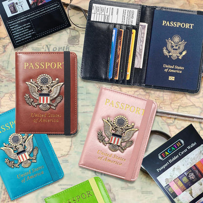 Premium Passport Holder for Travel, RFID Blocking Passport Cover Slim, Durable & Travel-Friendly, Passport Wallet Keep Your Documents Safe & Organized (Navy Blue)