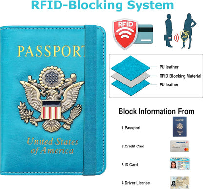 Premium Passport Holder for Travel, RFID Blocking Passport Cover Slim, Durable & Travel-Friendly, Passport Wallet Keep Your Documents Safe & Organized (Navy Blue)