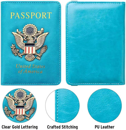 Premium Passport Holder for Travel, RFID Blocking Passport Cover Slim, Durable & Travel-Friendly, Passport Wallet Keep Your Documents Safe & Organized (Navy Blue)