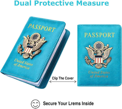 Premium Passport Holder for Travel, RFID Blocking Passport Cover Slim, Durable & Travel-Friendly, Passport Wallet Keep Your Documents Safe & Organized (Navy Blue)