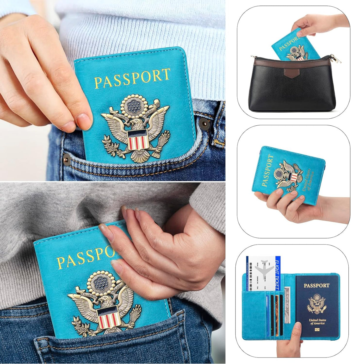 Premium Passport Holder for Travel, RFID Blocking Passport Cover Slim, Durable & Travel-Friendly, Passport Wallet Keep Your Documents Safe & Organized (Navy Blue)