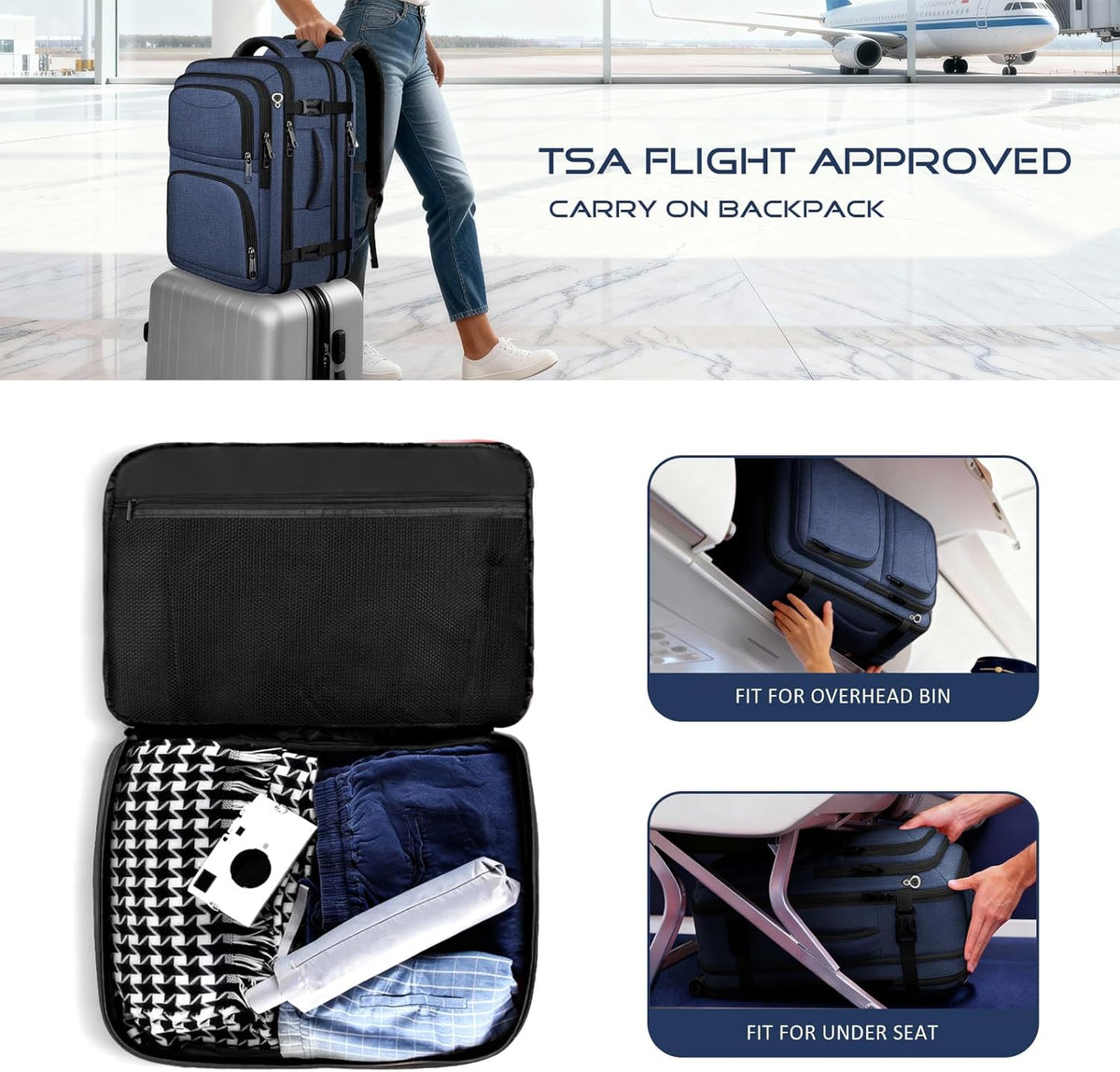 Travel Backpack, Expandable Carry on Backpack for Men, TSA 17.3 inch Laptop Bag Flight Approved, Lightweight Business Luggage Bag, Travel Gifts for Men Women, Black