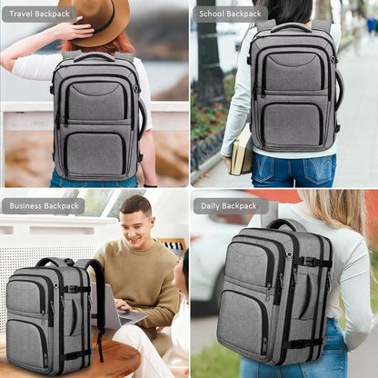 Travel Backpack, Expandable Carry on Backpack for Men, TSA 17.3 inch Laptop Bag Flight Approved, Lightweight Business Luggage Bag, Travel Gifts for Men Women, Black
