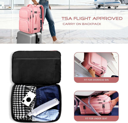 Travel Backpack, Expandable Carry on Backpack for Men, TSA 17.3 inch Laptop Bag Flight Approved, Lightweight Business Luggage Bag, Travel Gifts for Men Women, Black