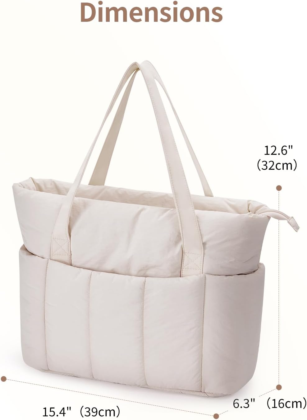 Puffer Tote Bag for Women Work with Laptop Compartment, Puffy Quilted Work Tote Bags for Travel Carry on Teacher Nurse