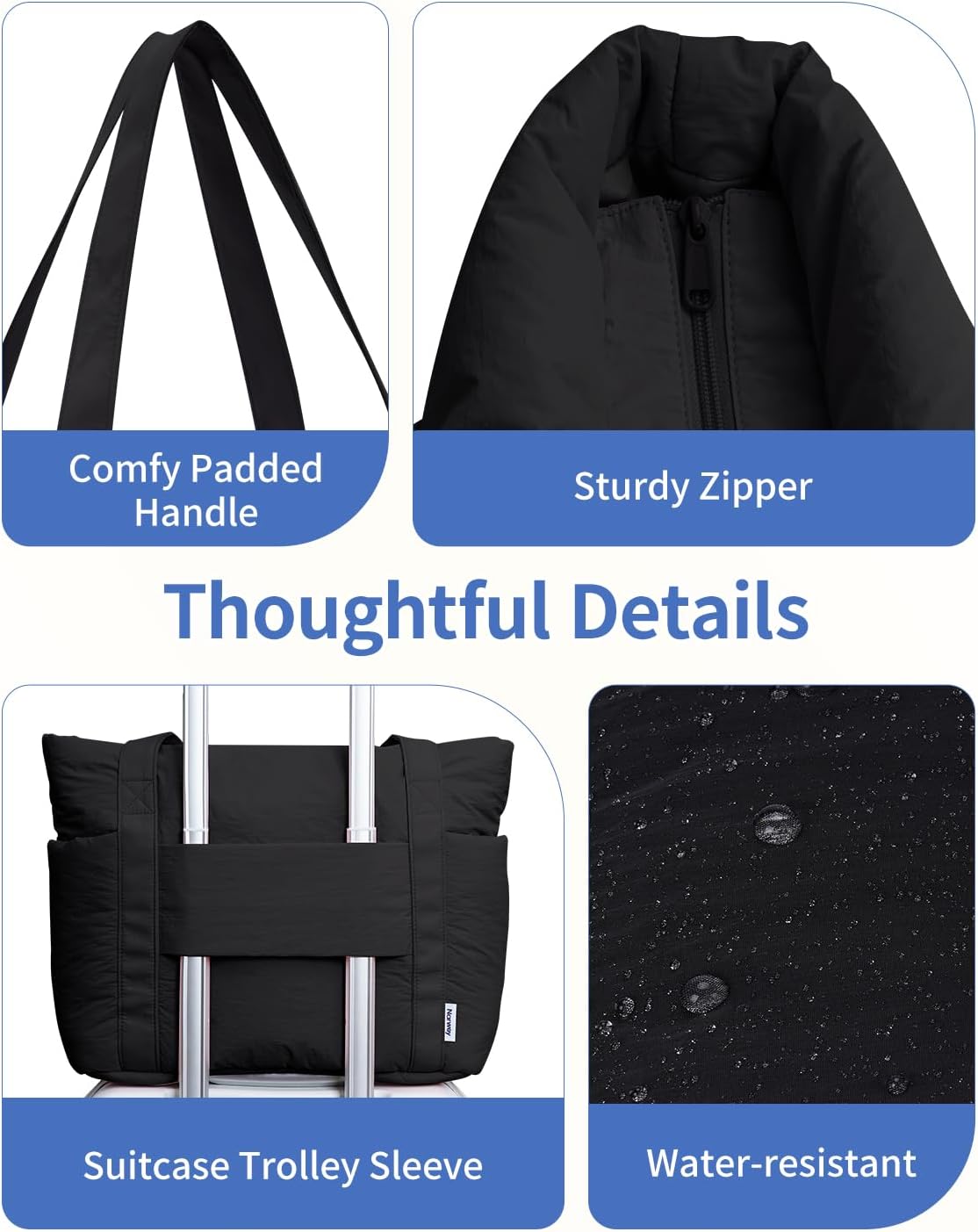 Puffer Tote Bag for Women Work with Laptop Compartment, Puffy Quilted Work Tote Bags for Travel Carry on Teacher Nurse