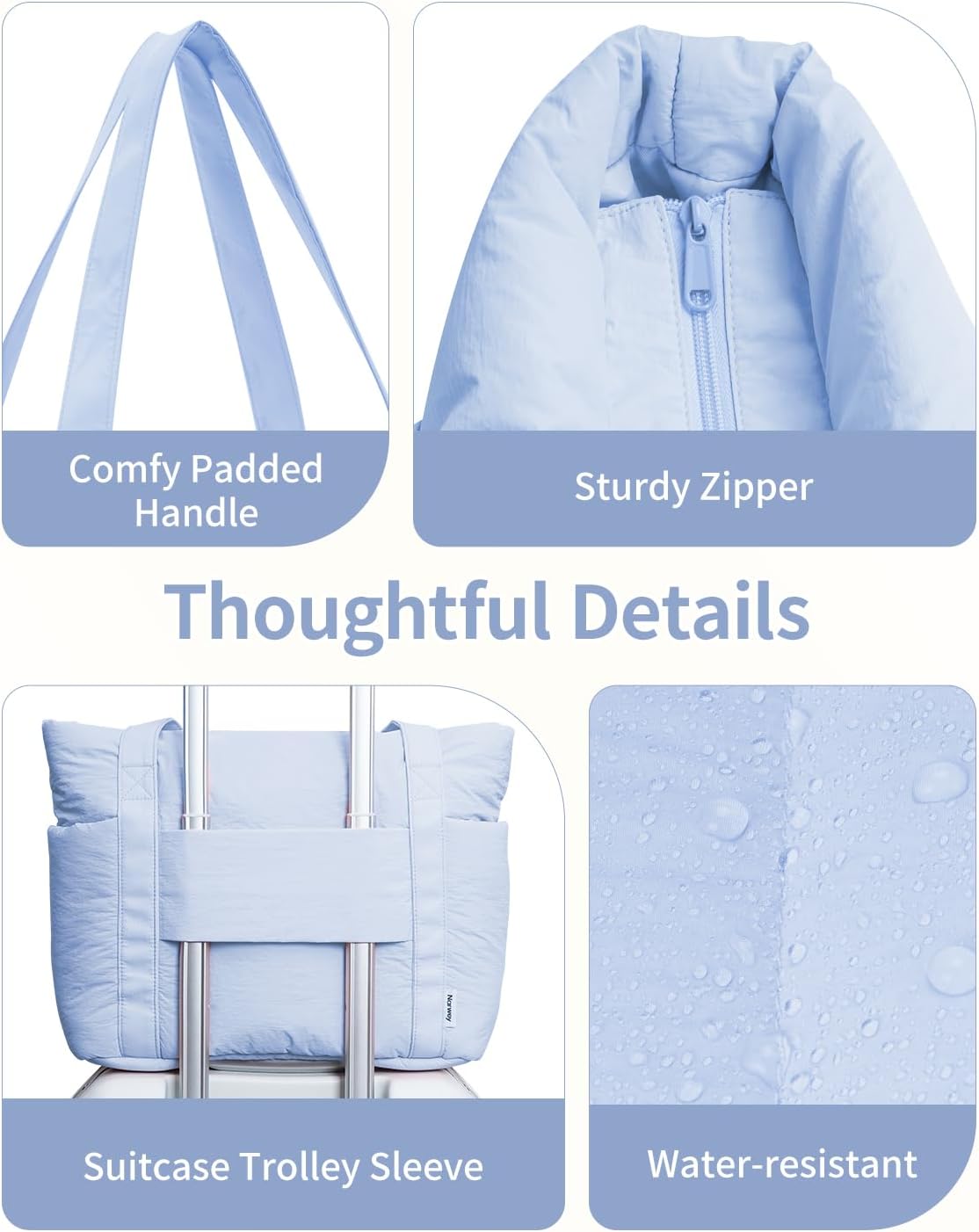 Puffer Tote Bag for Women Work with Laptop Compartment, Puffy Quilted Work Tote Bags for Travel Carry on Teacher Nurse