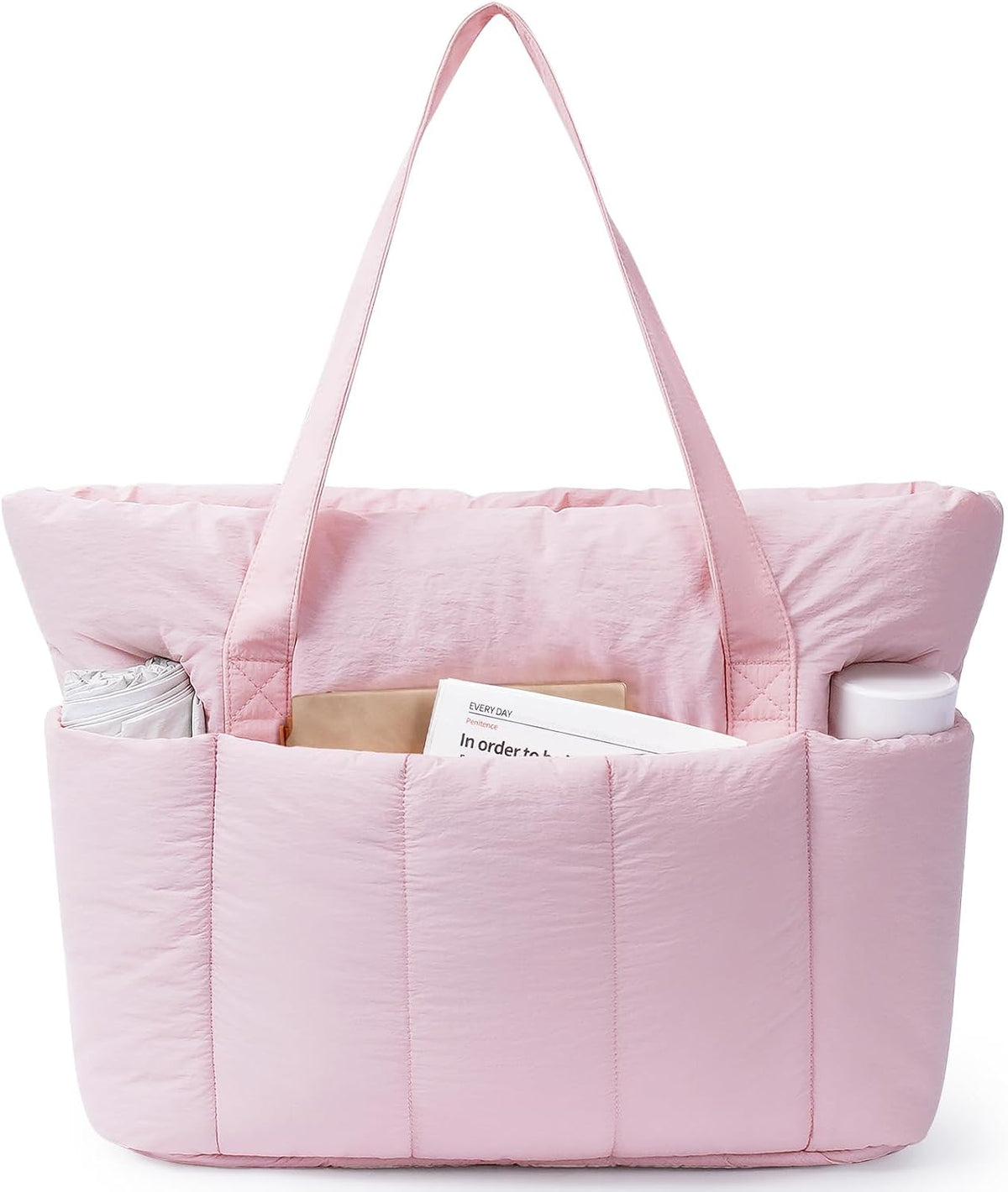 Puffer Tote Bag for Women Work with Laptop Compartment, Puffy Quilted Work Tote Bags for Travel Carry on Teacher Nurse