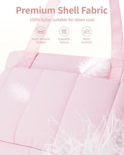Puffer Tote Bag for Women Work with Laptop Compartment, Puffy Quilted Work Tote Bags for Travel Carry on Teacher Nurse