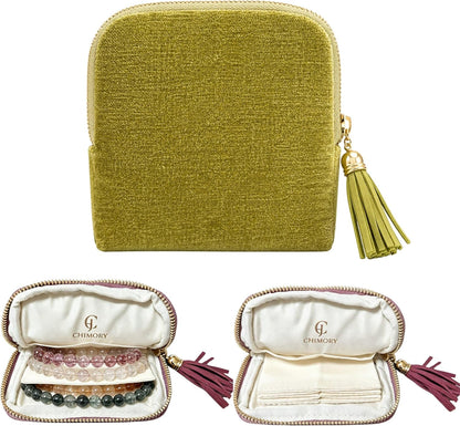 2026 New Travel Jewelry Case Organizer, Portable Travel Jewelry Organizer, Jewelry Pouch for Journey Rings Crystal Bracelet Organizer with Tassel Zipper, Mothers Day Gifts for Women, Peacock Blue